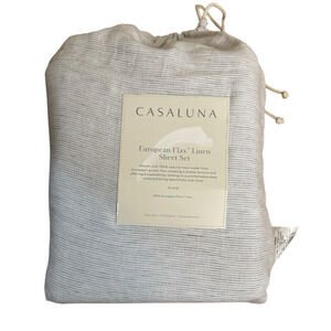NEW CASALUNA European Flax Linen Sheet Set King Light Gray